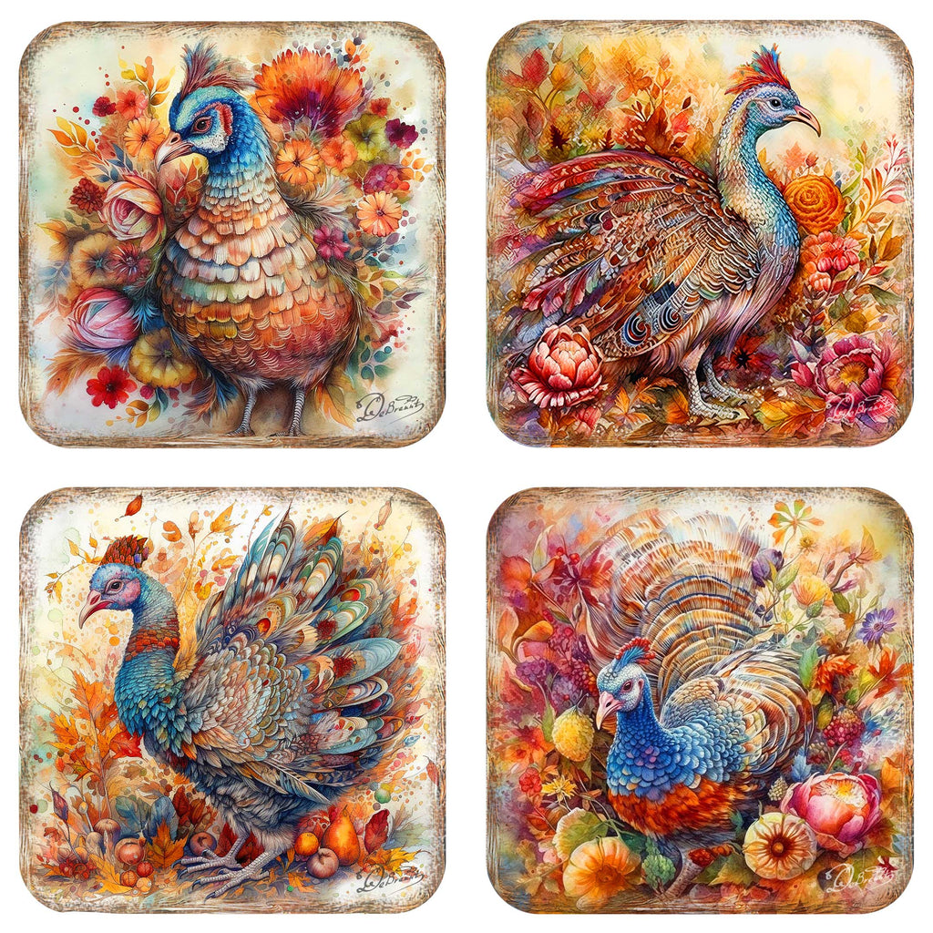 G.DeBrekht Turkey Cork-Backed Coasters, Set of 4