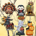Happy Halloween Wooden Clip-On Ornaments, Set of 6