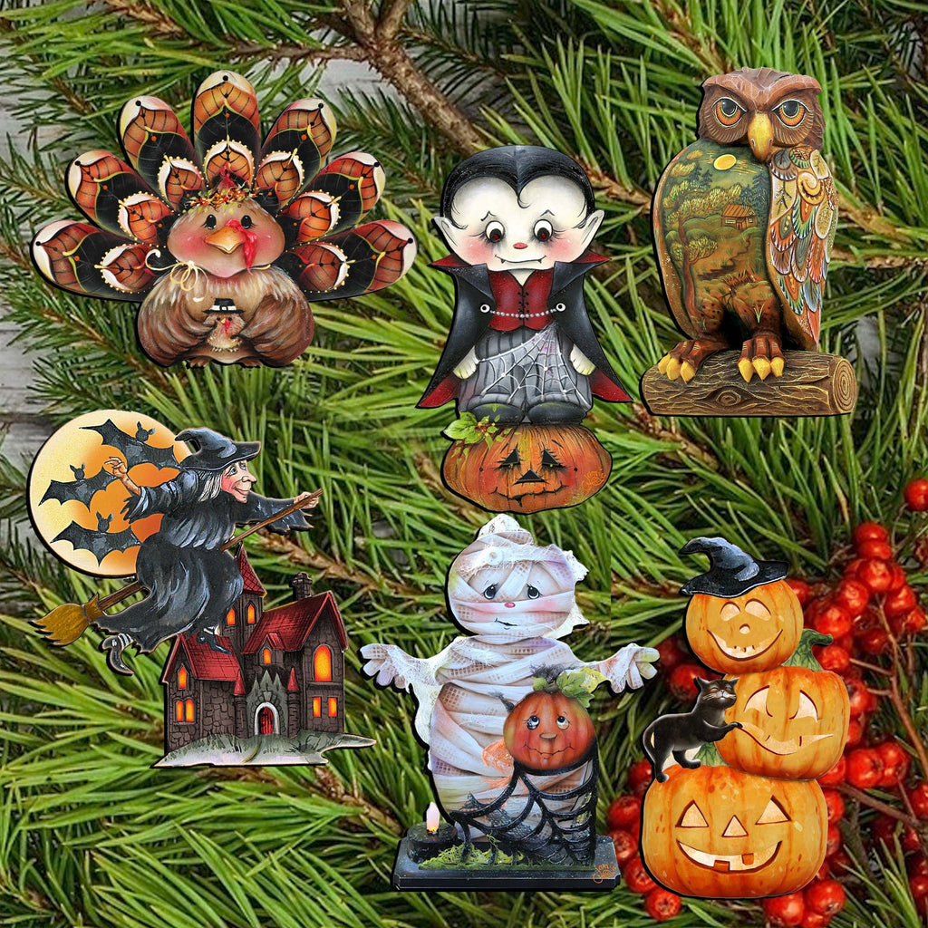 Happy Halloween Wooden Clip-On Ornaments, Set of 6