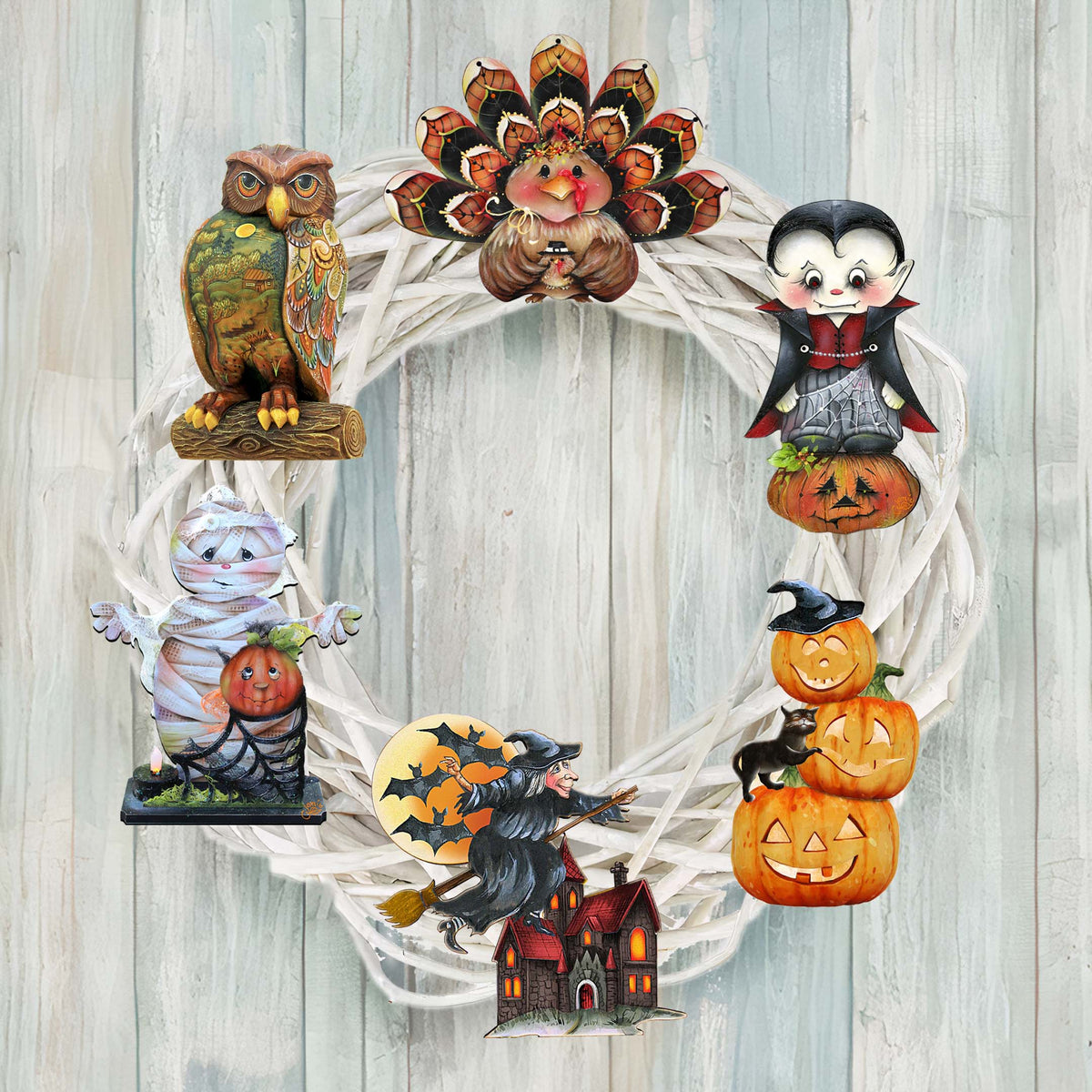 Happy Halloween Wooden Clip-On Ornaments, Set of 6