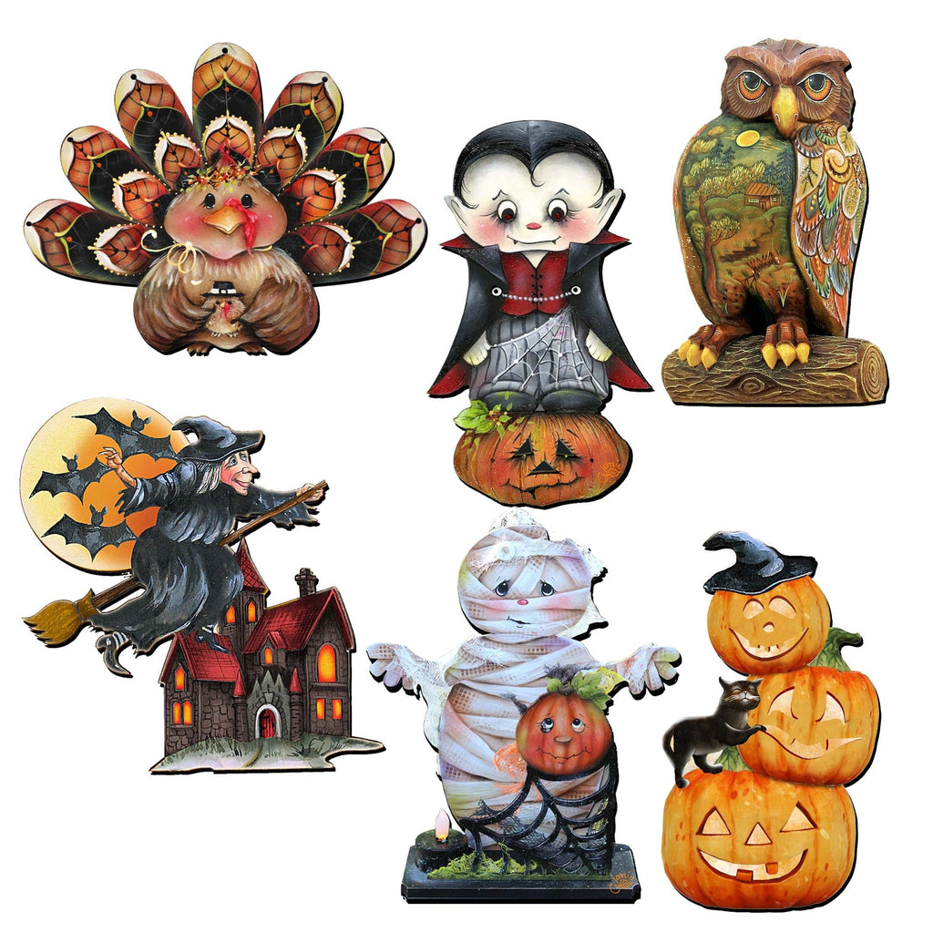 Happy Halloween Wooden Clip-On Ornaments, Set of 6
