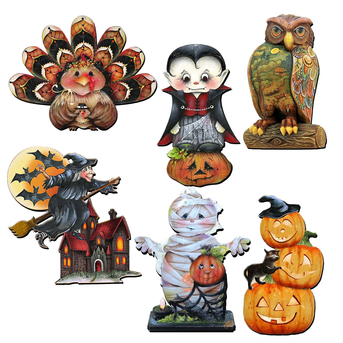 Happy Halloween Wooden Clip-On Ornaments, Set of 6