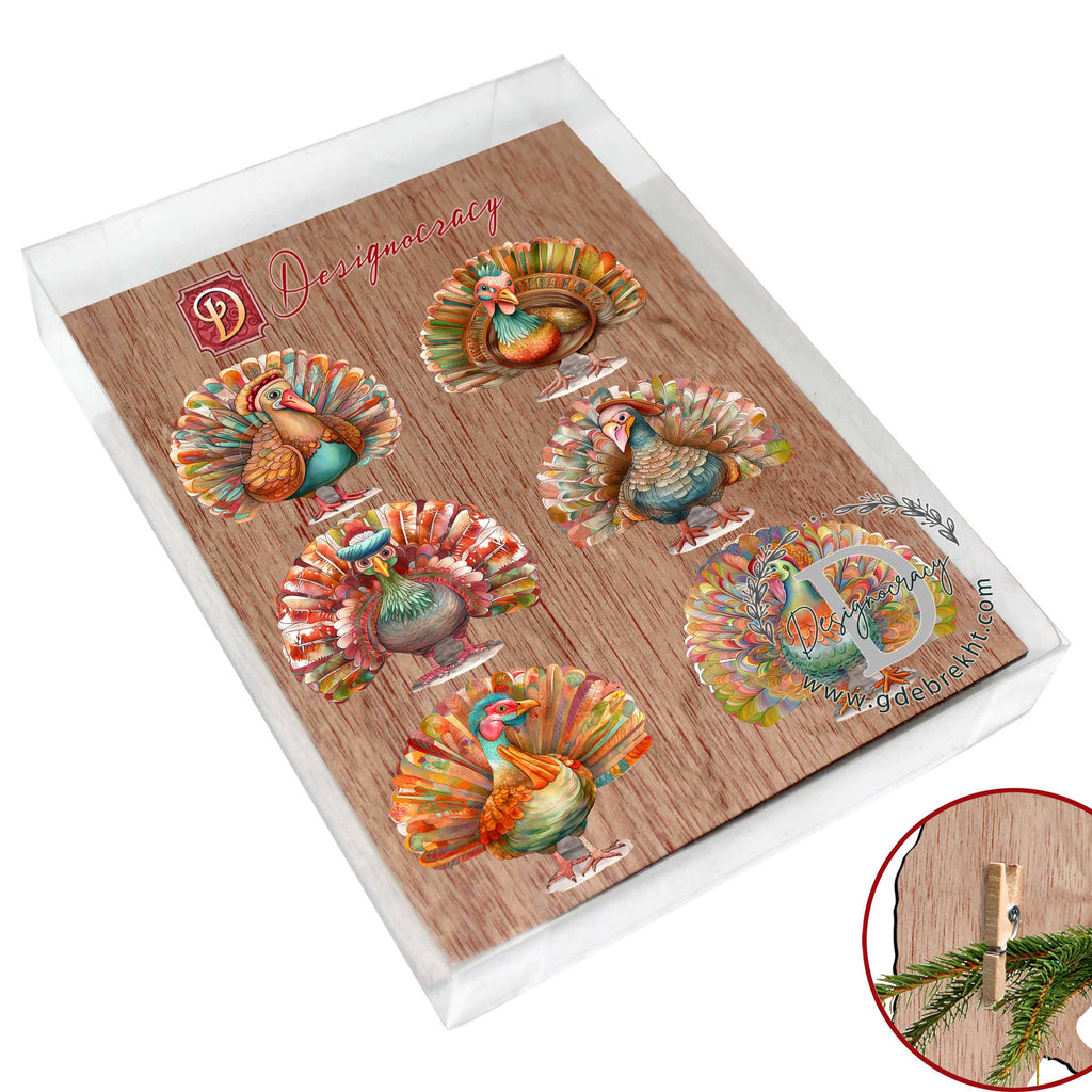 G.DeBrekht Turkey Clip-On Decorations, Set of 6