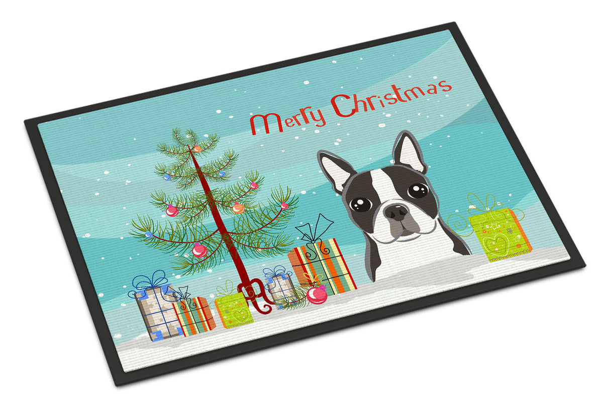 Christmas Tree & Boston Terrier Doormat, 24 × 36 in