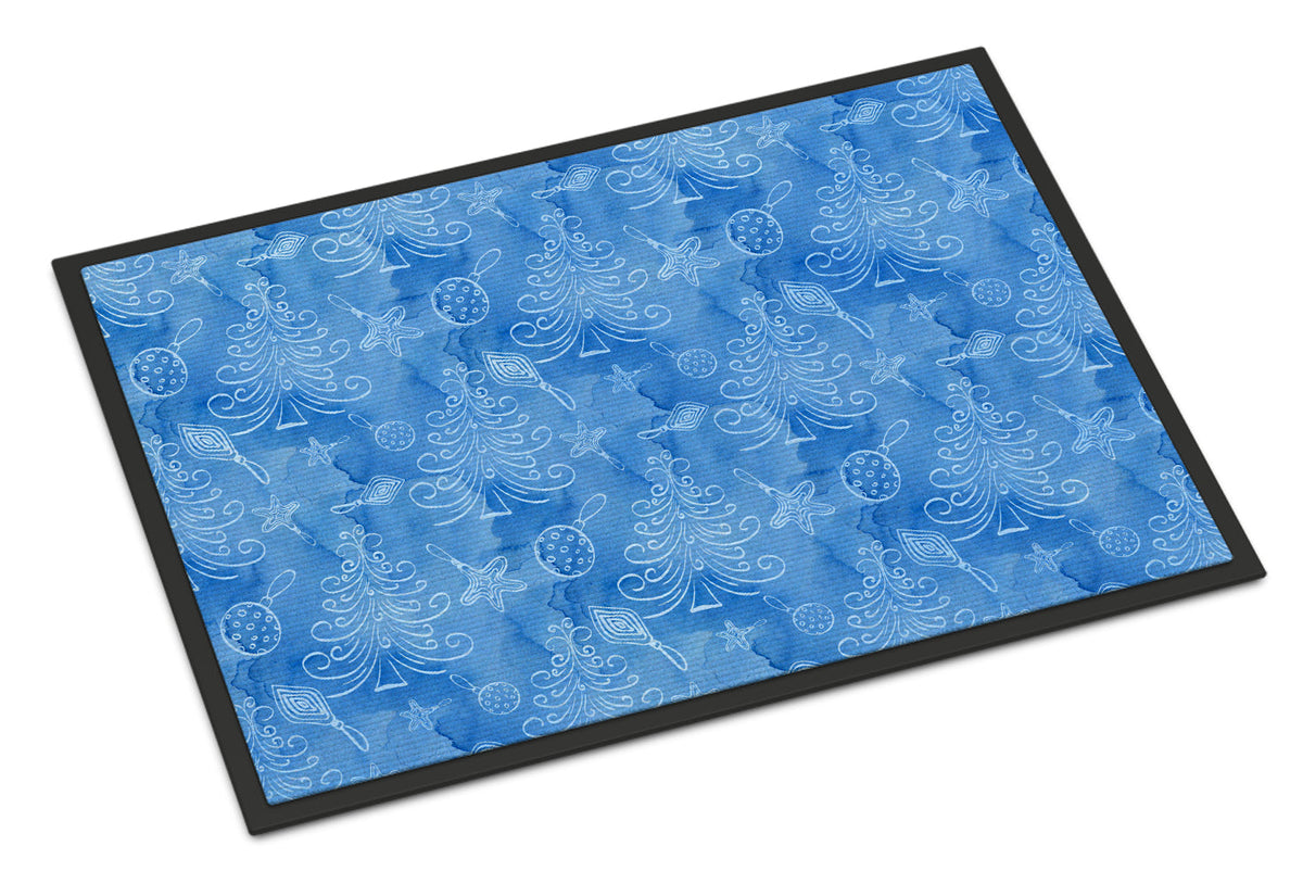Watercolor Christmas Trees & Ornaments Doormat, 18 × 27 in