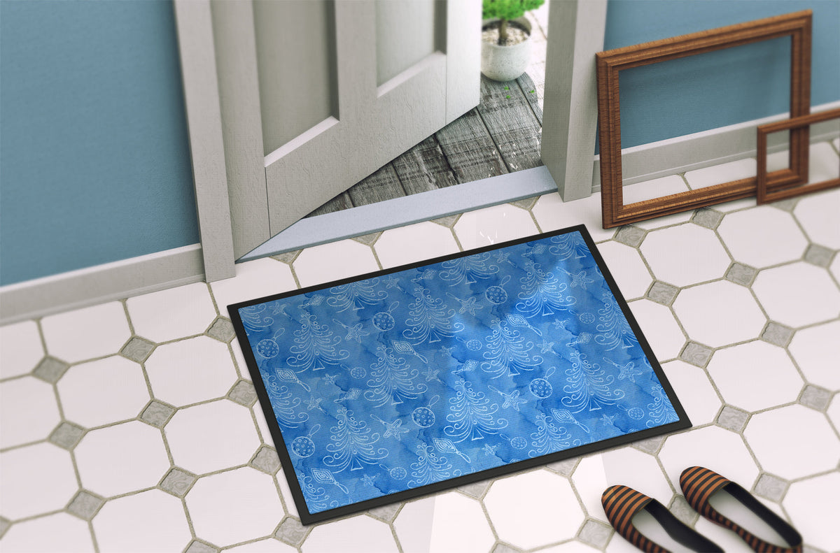 Watercolor Christmas Trees & Ornaments Doormat, 18 × 27 in