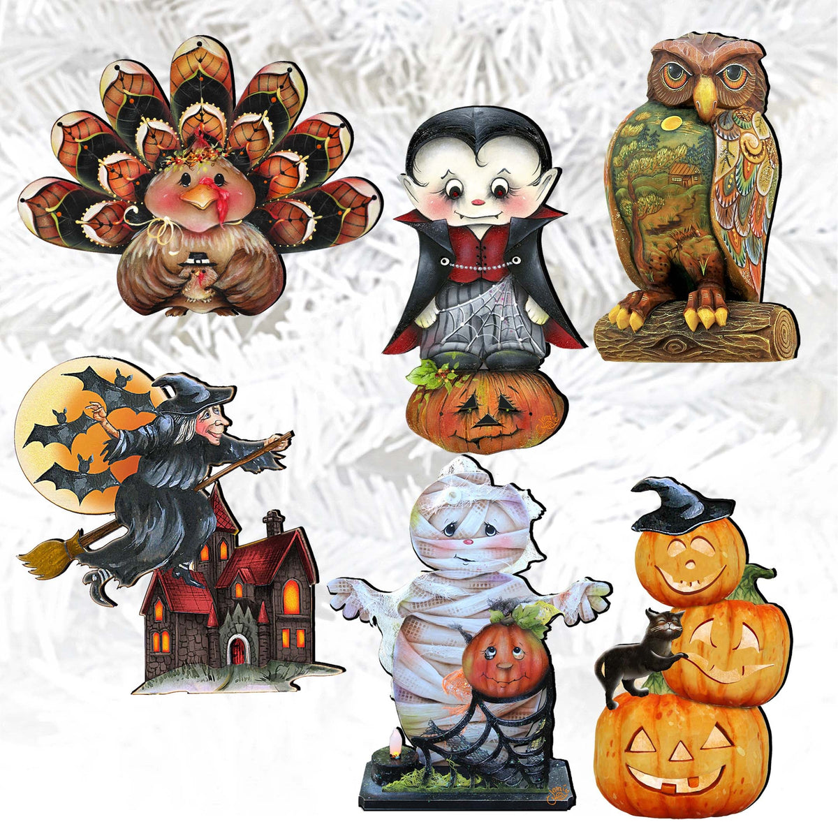 Happy Halloween Wooden Clip-On Ornaments, Set of 6