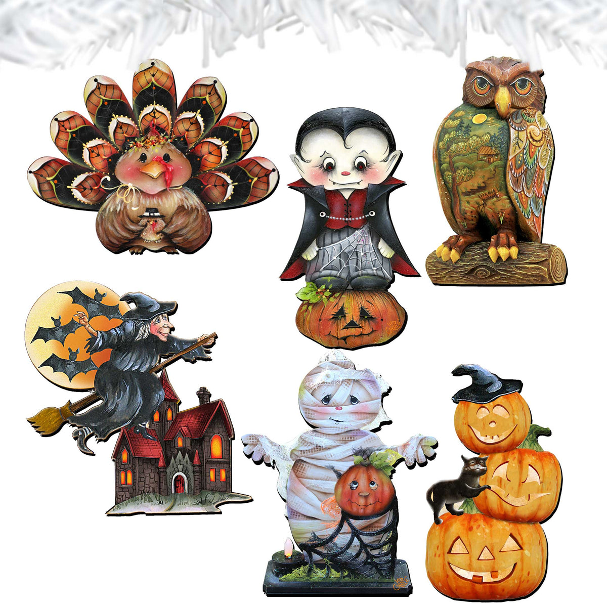 Happy Halloween Wooden Clip-On Ornaments, Set of 6