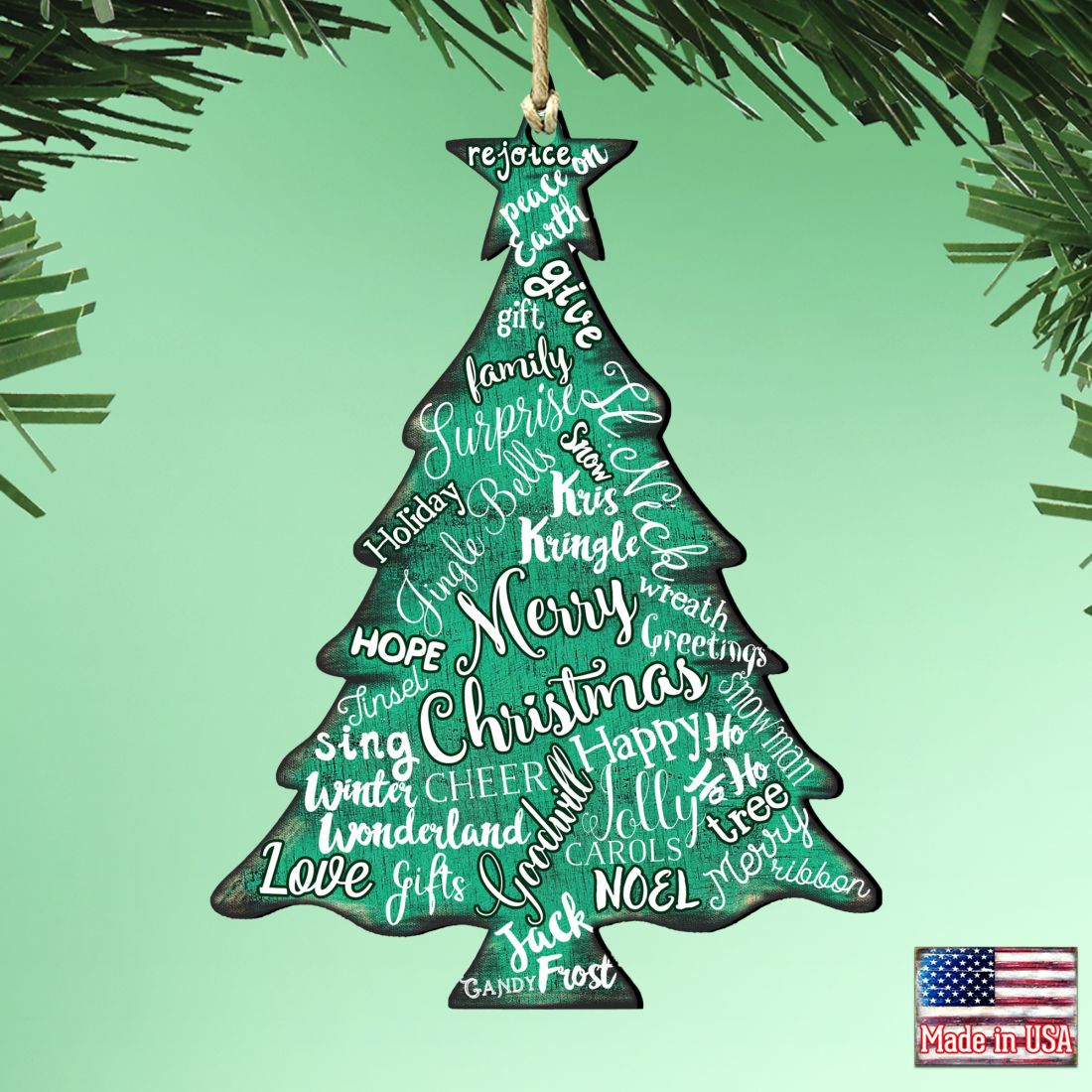 G.DeBrekht Merry Christmas Tree Ornaments, Set of 2