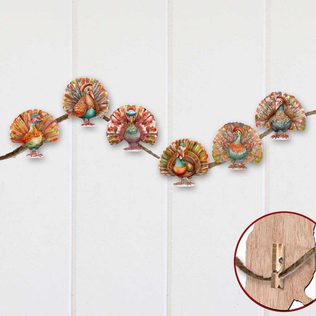 G.DeBrekht Turkey Clip-On Decorations, Set of 6