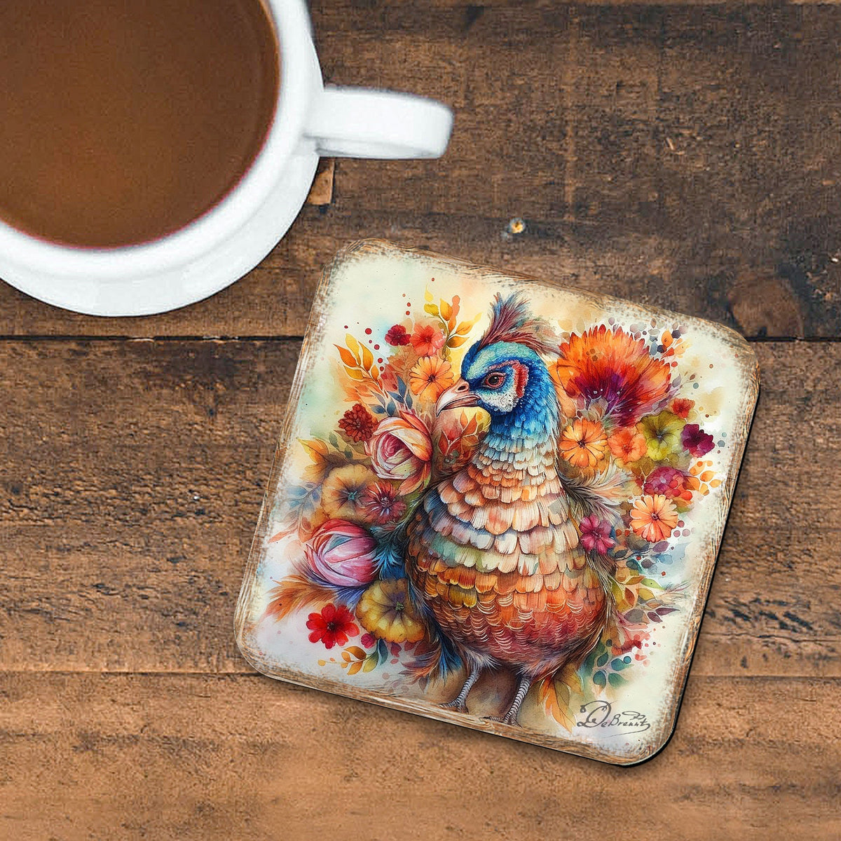G.DeBrekht Turkey Cork-Backed Coasters, Set of 4