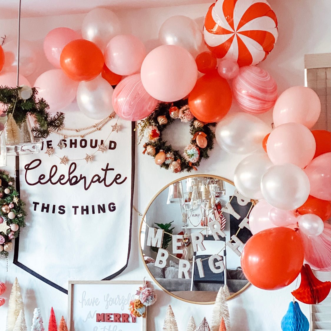Ellie's Peppermint Red & Pink Christmas Balloon Garland Kit