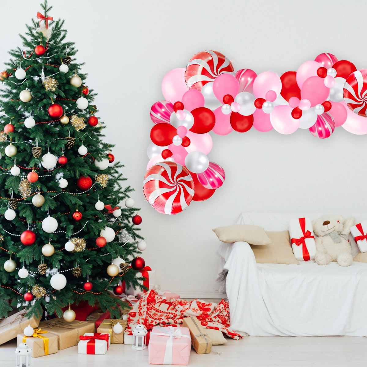 Ellie's Peppermint Red & Pink Christmas Balloon Garland Kit